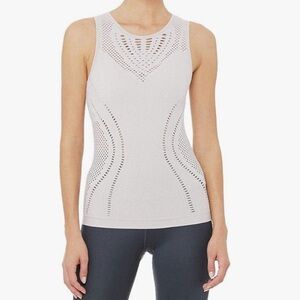 Alo Yoga Lark Laser Cut Slash and Burn Seamless Tank Dove Gray